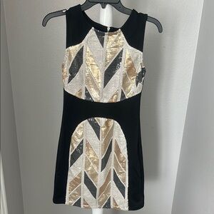 Black and Gold Sequin Dress